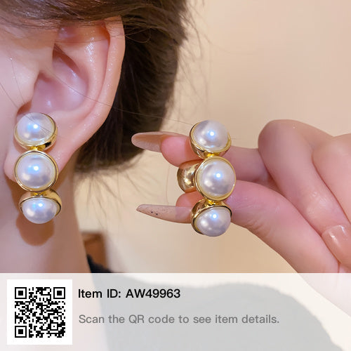 Double-sided Earrings, Faux Pearl earrings, jewelry earrings
